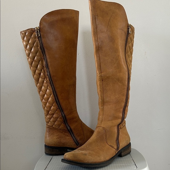 Steve Madden Shoes - Steve Madden Tan Quilted Over the Knee Boots